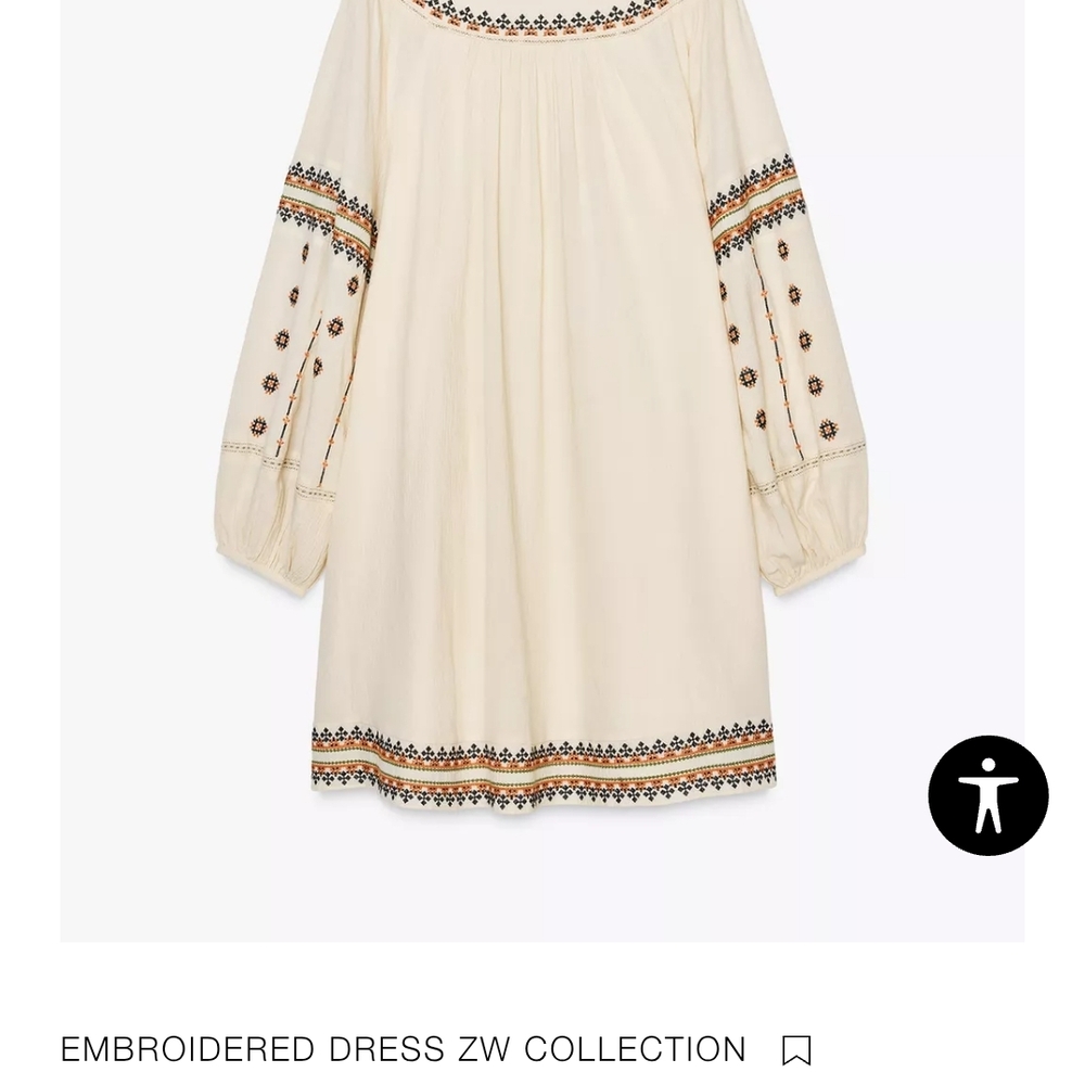 Zara Beige Embroidered Long Sleeve Dress - Picture 7 of 16